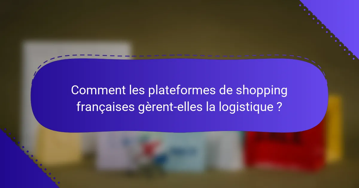 Comment les plateformes de shopping françaises gèrent-elles la logistique ?