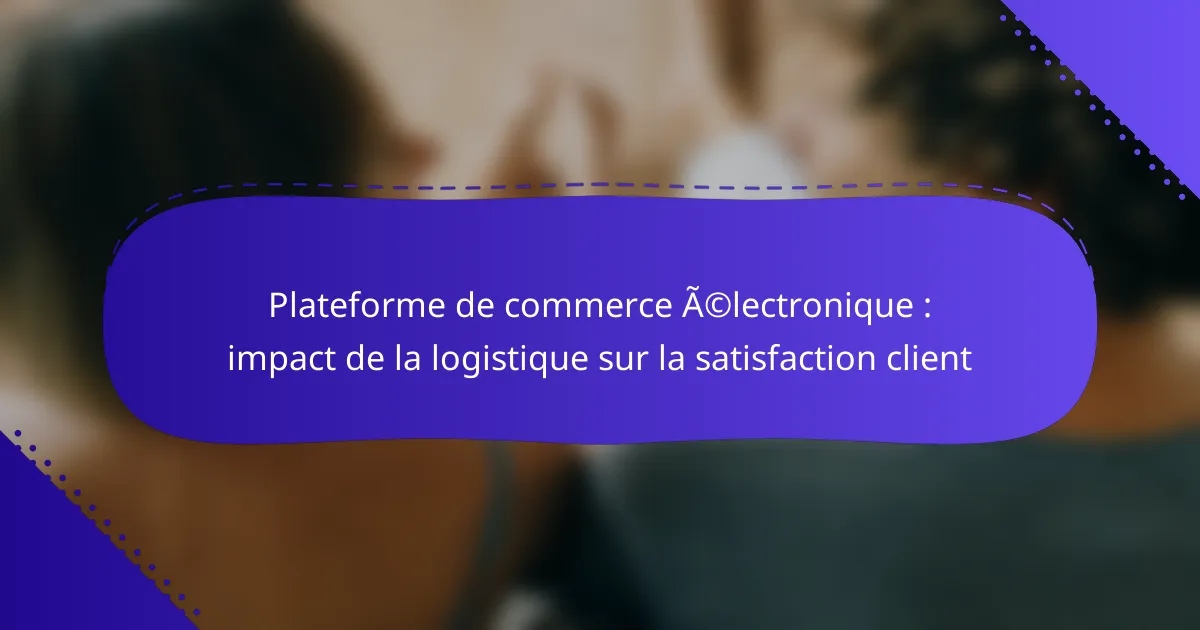 Plateforme de commerce électronique : impact de la logistique sur la satisfaction client