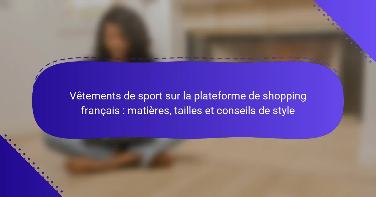 Vêtements de sport sur la plateforme de shopping français : matières, tailles et conseils de style