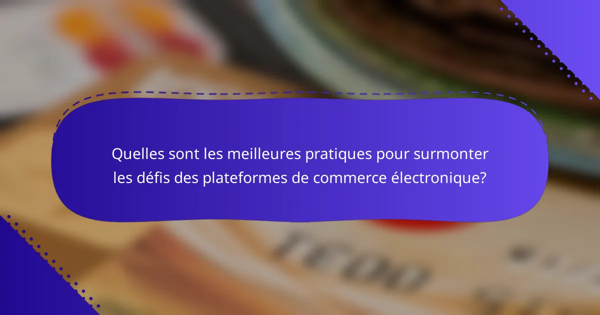 Quelles sont les meilleures pratiques pour surmonter les défis des plateformes de commerce électronique?