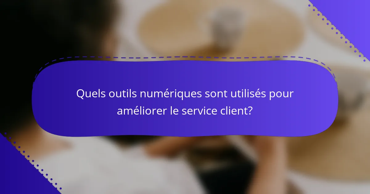 Quels outils numériques sont utilisés pour améliorer le service client?
