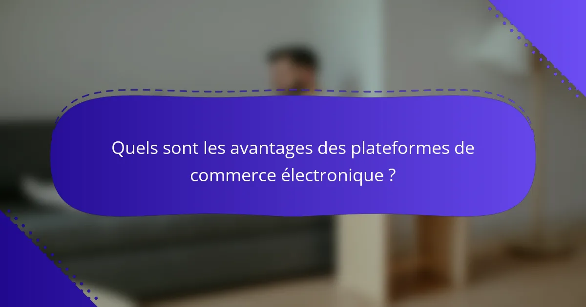 Quels sont les avantages des plateformes de commerce électronique ?
