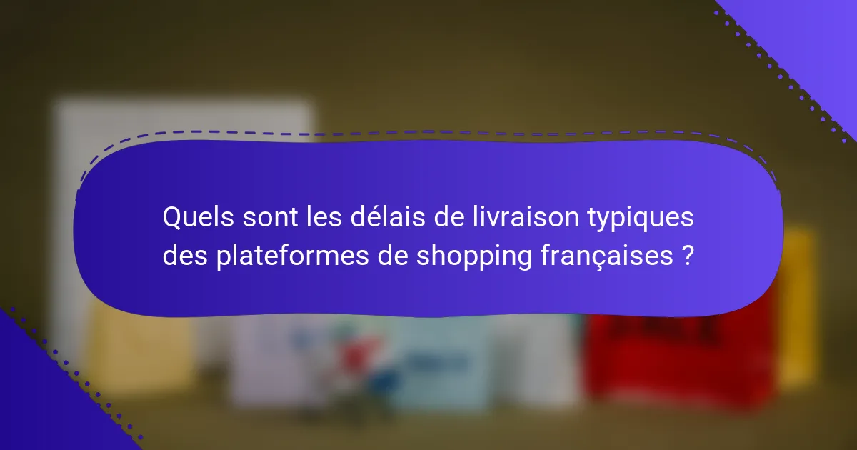 Quels sont les délais de livraison typiques des plateformes de shopping françaises ?